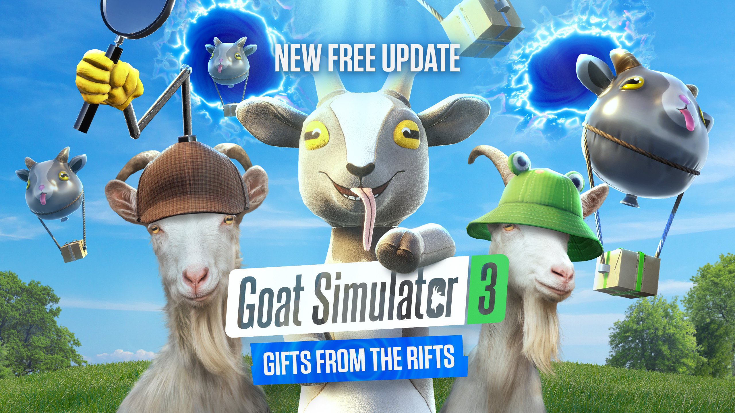 Goat Simulator 3 'Riftsのアップデートからのギフトが利用可能になりました。